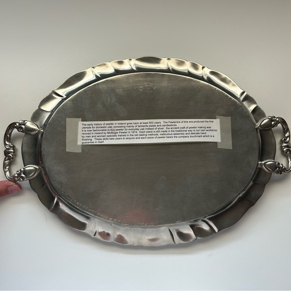 Irish Pewter Platter Handles Irish Made Vintage Old World Victorian Made Ireland - Picture 3 of 6